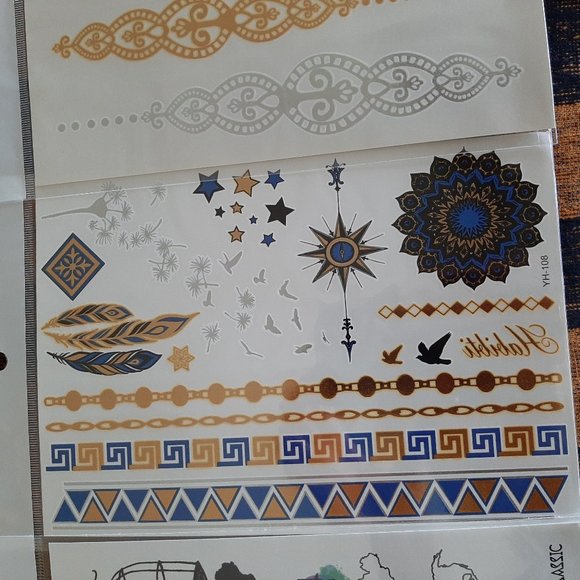 3 sheets Golden Silver Temporary Tattoo - Picture 4 of 15